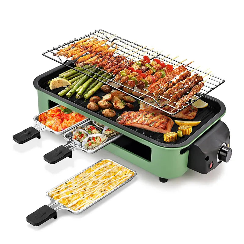 2-in-1 Smokeless Indoor Electric Grill & Griddle – 1800W Nonstick Plates, Adjustable Heat Control & Easy-Clean Design for Home & Apartment