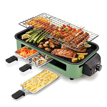 2-in-1 Smokeless Indoor Electric Grill & Griddle – 1800W Nonstick Plates, Adjustable Heat Control & Easy-Clean Design for Home & Apartment