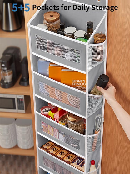 5-Tier Over-the-Door Storage Organizer – 10 Large Pockets, No-Drill Hanging Rack for Bedroom, Bathroom, Dorm & Back-to-School Essentials