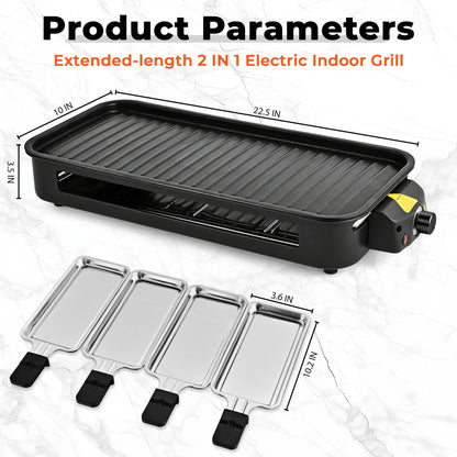 2-in-1 Smokeless Indoor Electric Grill & Griddle – 1800W Nonstick Plates, Adjustable Heat Control & Easy-Clean Design for Home & Apartment